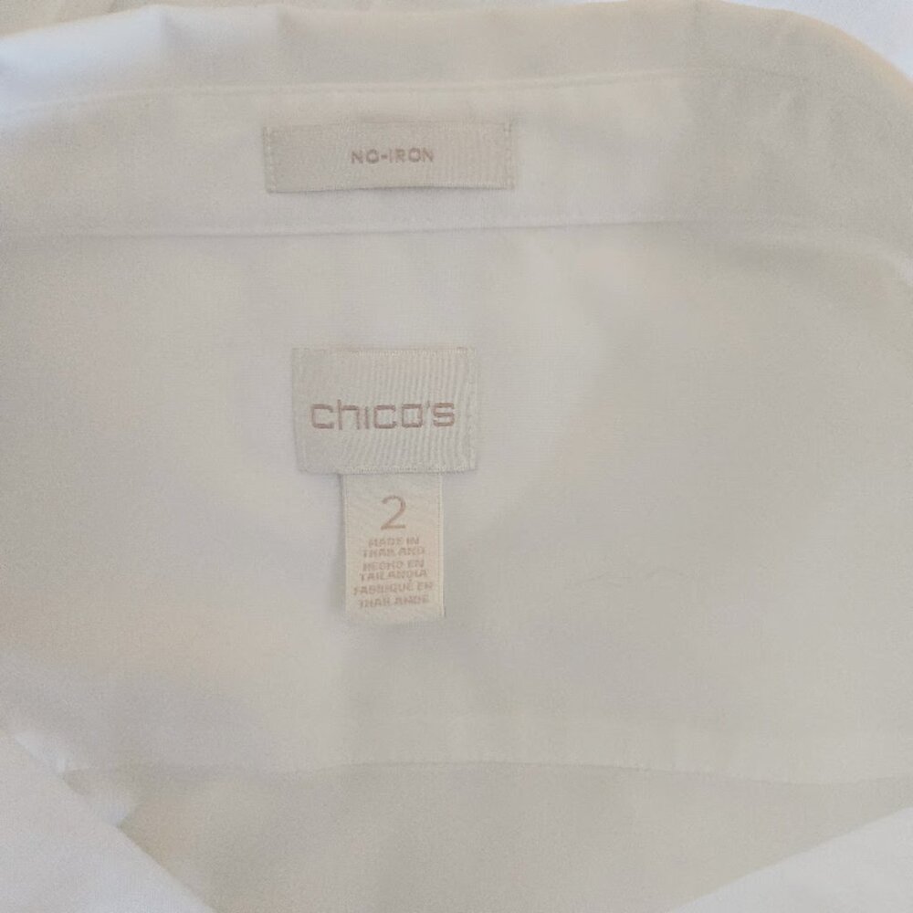 NWOT Chicos sz 2 (Large / 12) no iron button down long sleeve shirt - Picture 3 of 3